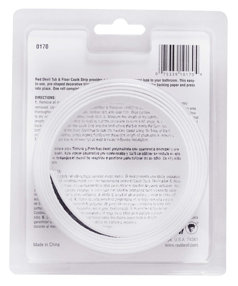 Red Devil 0170 (Wide) Tub & Floor Caulk Strip, 1-1/4"" x 5', White - Image 2